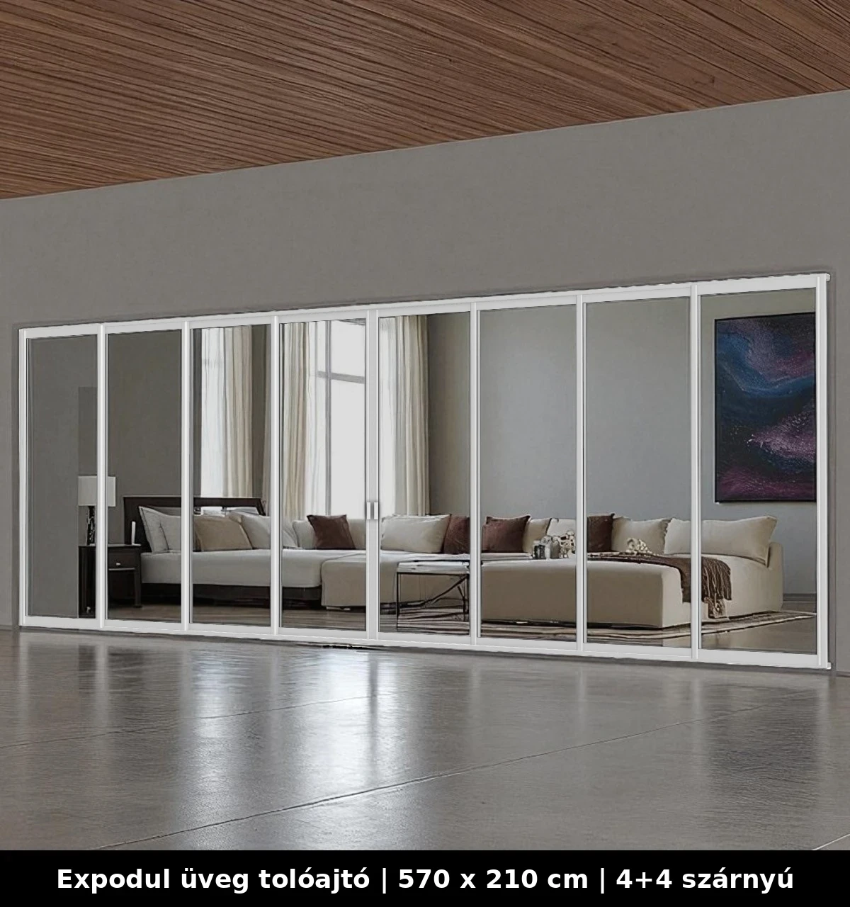 Expodul Üveg Tolóajtó 570x210 cm 4+4 szárnyú