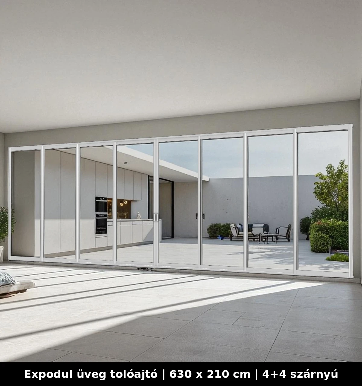 Expodul Üveg Tolóajtó 630x210 cm 4+4 szárnyú