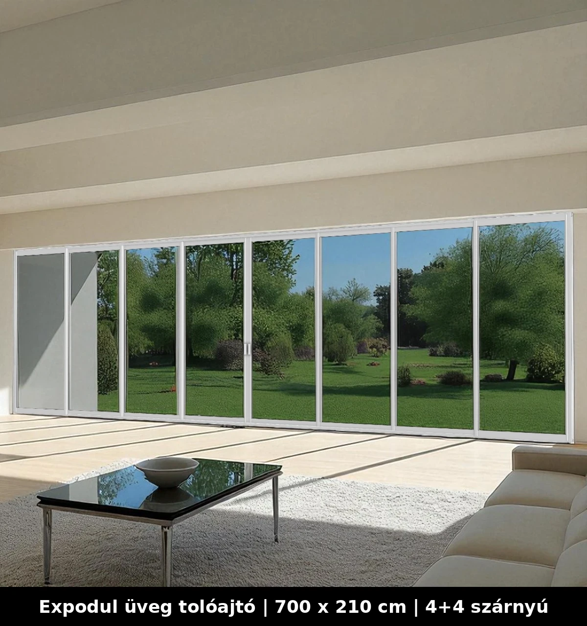 Expodul Üveg Tolóajtó 700x210 cm 4+4 szárnyú