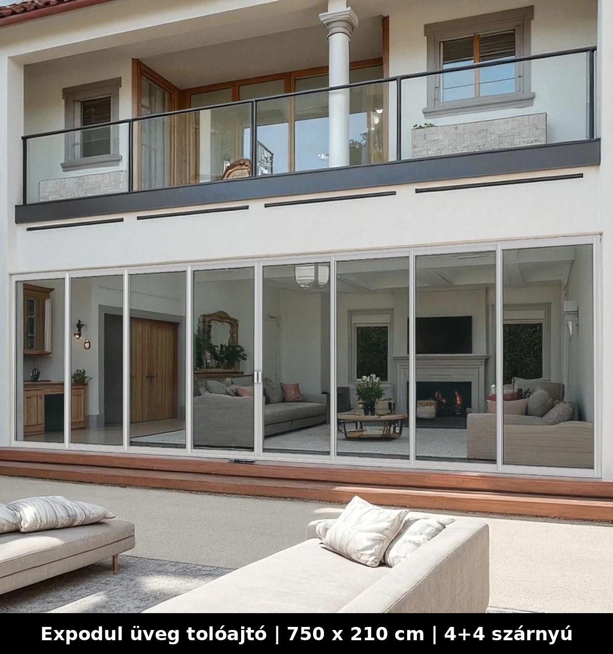 Expodul Üveg Tolóajtó 750x210 cm 4+4 szárnyú